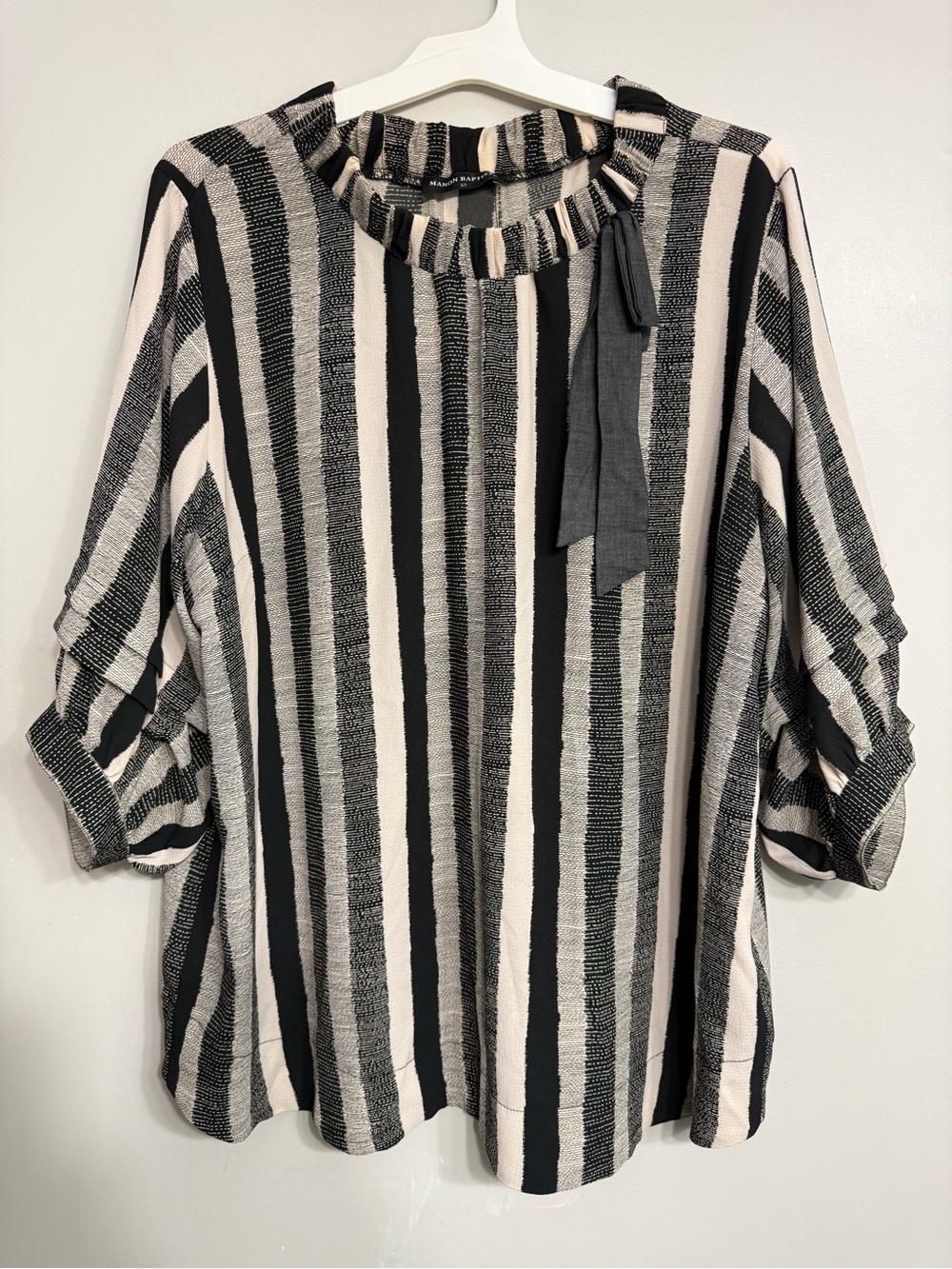 Manon Baptiste Vertical Striped Ruffled Blouse